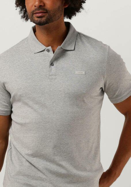 Grijze Calvin Klein Polo Smooth Cotton Slim Polo Omoda