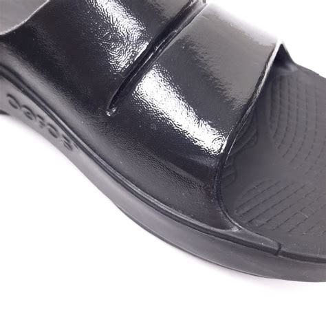 OOFOS Shoes Oofos Ooahh Luxe Slide Sandals Shiny Patent Black