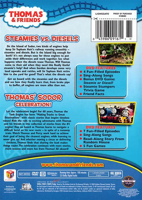 Double Feature Steamies Vs Diesels Thomas Sodor Celebration Dvd Cover Lionsgate Home