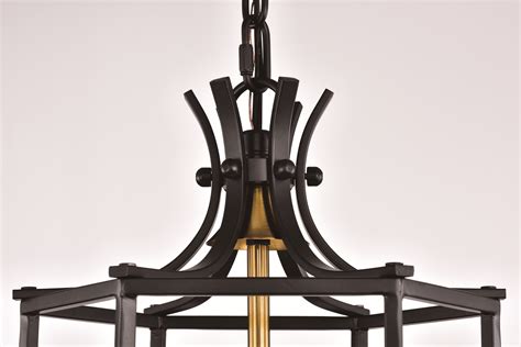 3-Light Black and Antique Gold Lantern Statement Chandelier – Edvivi ...