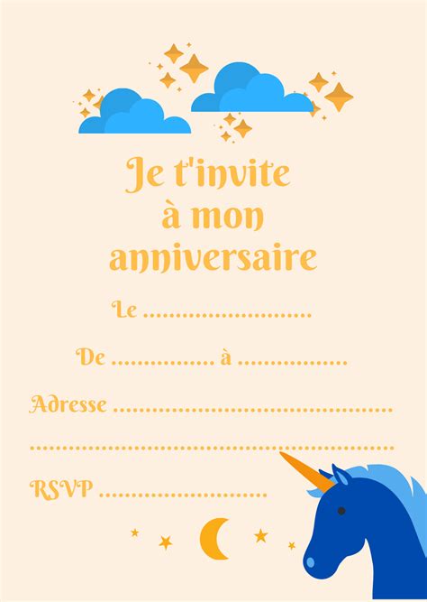 Carte Invitation Anniversaire Licorne Int Rieur Invitation