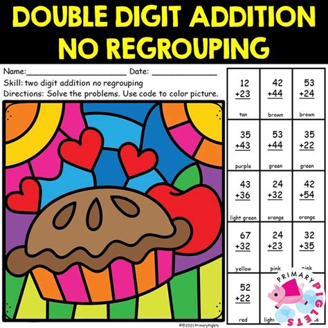 Double Digit Addition Color By Number