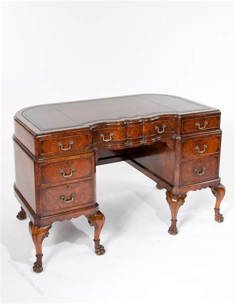 Stunning Shaped Antique Burr Walnut Desk Antiques Atlas