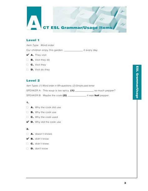 Esl Sample Questions Placement Testing Ohlone College