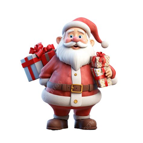 D Santa Claus With Many Gift Box Christmas Santa Claus D Png