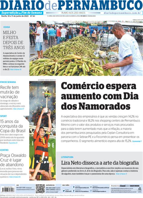 Capa Diario de Pernambuco Edição Sábado 10 de Junho de 2023