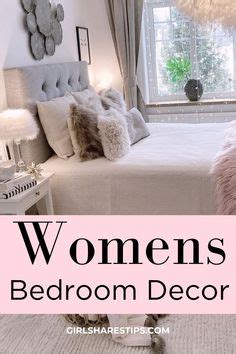 A Woman S Bedroom Decorated In White And Pink With Text Overlay That