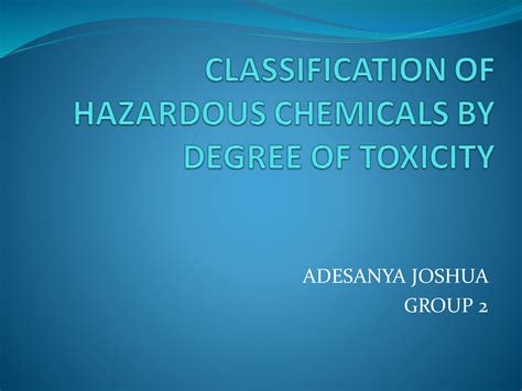 Solution Classification Of Hazardous Chemicals By Its Degree Of