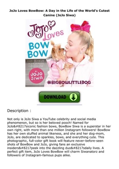 Ebookdownload Jojo Loves Bowbow A Day In The Life Of The Worlds