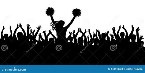 The Fans Cheering Along With The Cheerleader Silhouette Crowd Sport