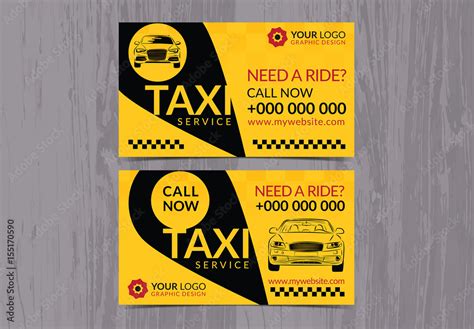 Taxi Service Business Card Layout Stock Template Adobe Stock