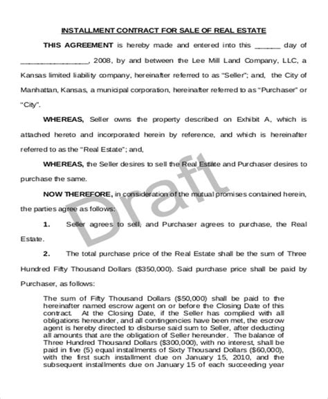 Installment Sales Contract Template Printable Word Searches