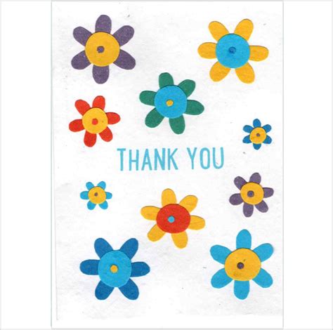 Flowery Handmade Thank You Card - Fairtrade Thank You card