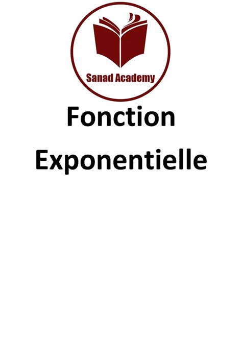 Bac Sc Exp Rimentales Math Resume Fonction Exponontielle