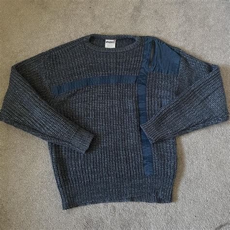 Knitted Blue Sweater With Zip Pocket Depop