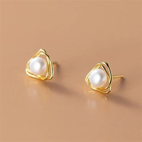 Modern Pearl Earring Etsy