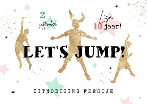 Kinderfeestje Jump Party Trampoline Sterren Kaartje Go