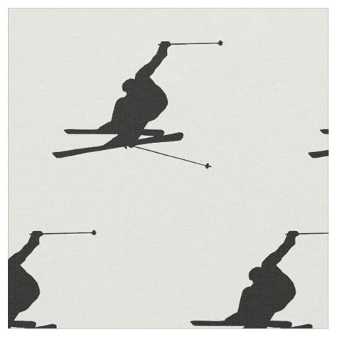 Snow Skier Silhouette Fabric | Zazzle