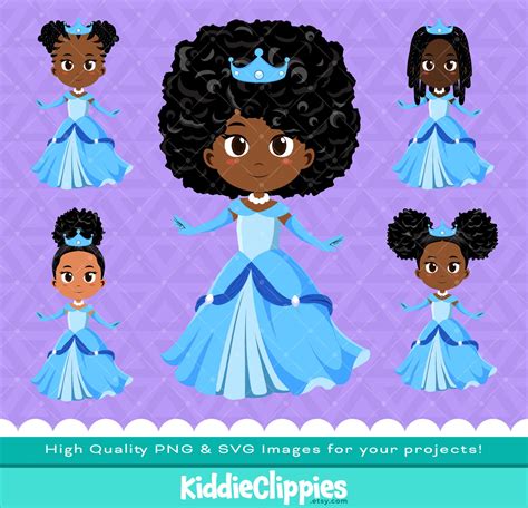 Black Princess Clipart Png And Svg Scrapbook Illustration Girl