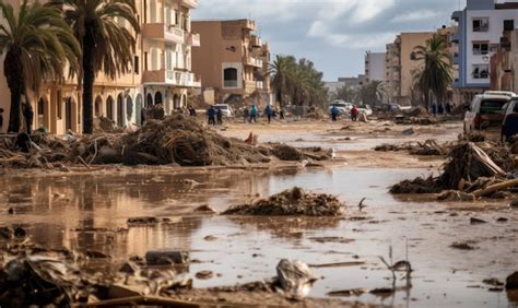 Una Escena De Devastación Total En Derna Libia Después De Una