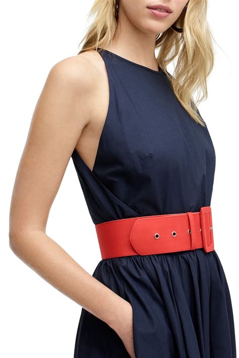 J Crew Belted High Neck Cotton Poplin Dress Nordstrom Rack