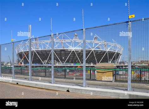 2012 Olympic Stadium Part Of The Perimeter Security Fencing Stock Photo