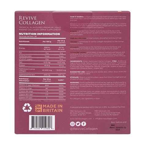 Revive Collage Enhanced Plus Premium Liquid Marine Collagen Drink 28