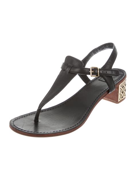 Tory Burch T Strap Leather Sandals Black Sandals Shoes Wto87684 The Realreal