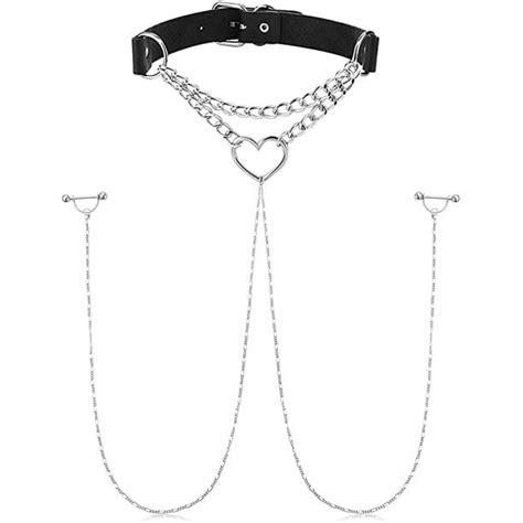 Briana Williams Nipple Ring With Choker Necklaces Stainless Steel