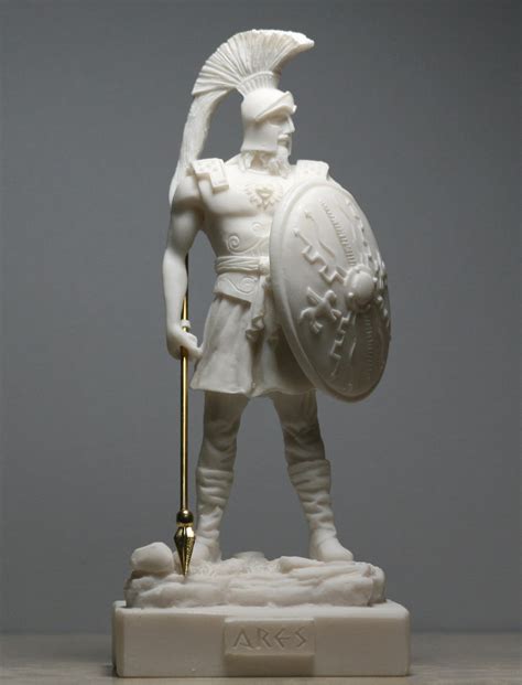 Ares god of war statue greek 9.10"/23cm silver coloured handmade alabaster - agrohort.ipb.ac.id