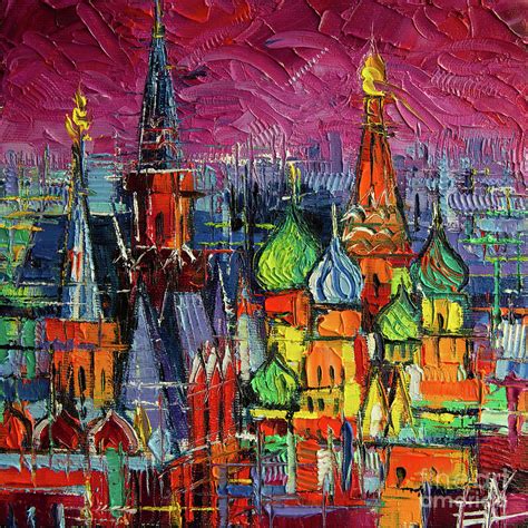 Moscow Red Square View Textural Impressionist Stylized Cityscape