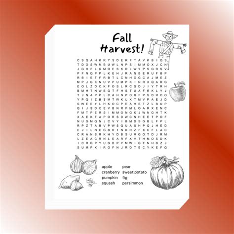 Fall Harvest Word Search Word Search Boss