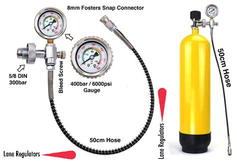 Pcp Air Gun Dive Bottle Adaptor With 60cm Hose Fosters Quickfill 400