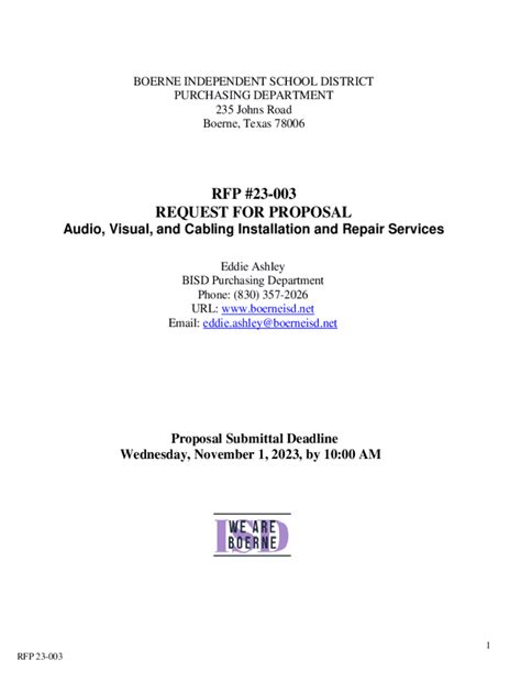 Fillable Online Boerne Isd Rfp Rfp Request For Proposals For