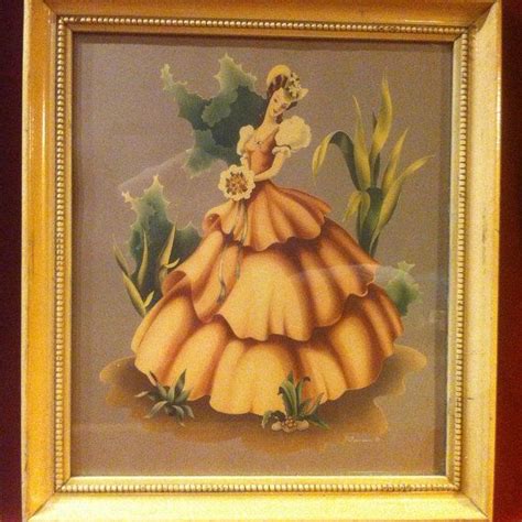 Vintage Turner Print Of Southern Belle In Cream Colored Frame