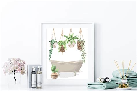 Plant Bathroom Print PRINTABLE WALL ART Bathroom Decor Bath | Etsy