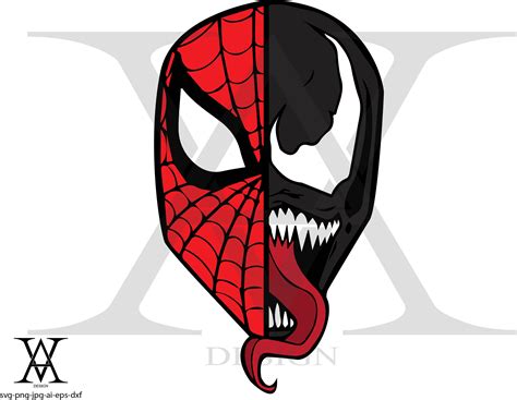 Spiderman and Venom face clipart vector. INSTANT DOWNLOAD | Etsy