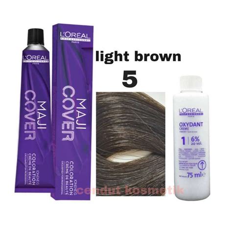 Promo L Oreal Majicover Nomor 5 Light Brown Cat Rambut Oxidant 6