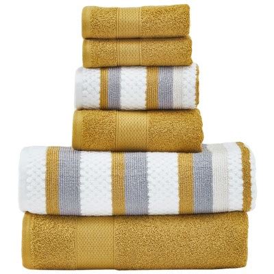 Modern Threads Pax 6 Piece Jacquard 100 Cotton Bath Towel Set Gold