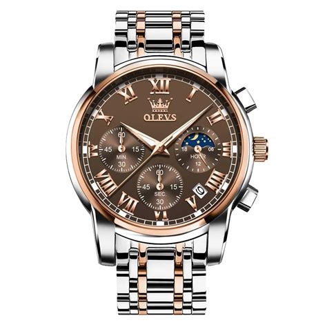 Olevs 2871 CH Sliver Rose Gold Watch Price In Bangladesh Olevs