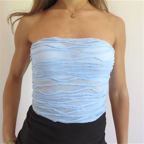 Pretty Blue Boob Tube Crop Top Stretchy Soft Depop