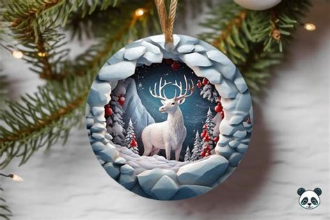 Cute Reindeer D Christmas Ornament Graphic By Pandastic Creative Fabrica