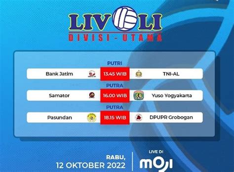 Jadwal Livoli Divisi Utama 2022 Hari Ini 12 Oktober Voli Putra Putri