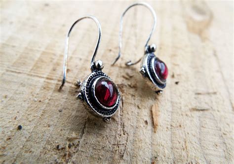 Garnet Sterling Silver Drop Earrings