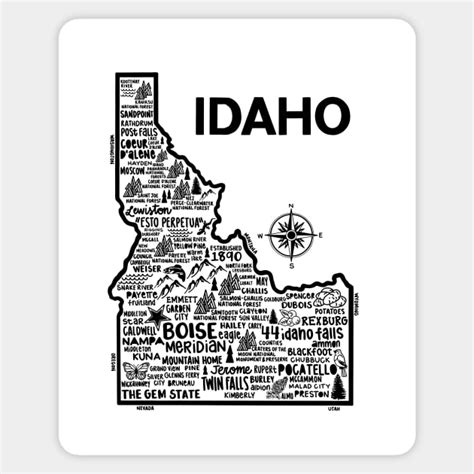 Idaho Map Idaho Sticker Teepublic