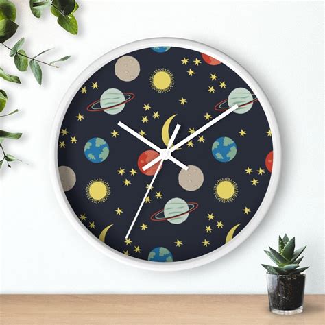 Outer Space Wall Clock Boys Bedroom Decor Nursery Wall Etsy