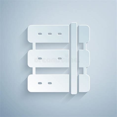 Paper Cut Server Data Web Hosting Icon Isolated On Grey Background