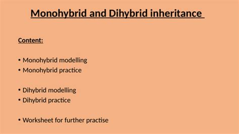 Monohybrid And Dihybrid Inheritance Teaching Resources