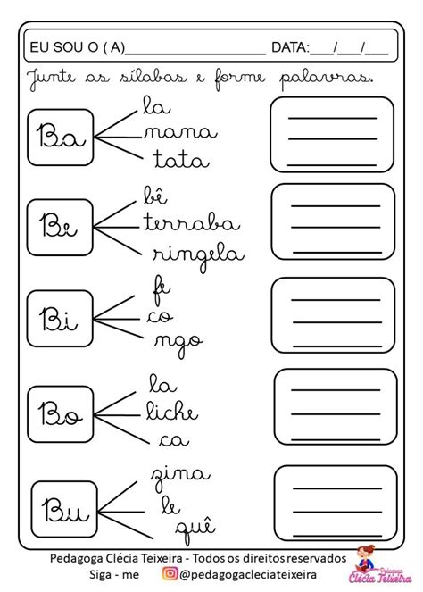 Atividades para formar palavras Clécia Teixeira em 2024 Atividades
