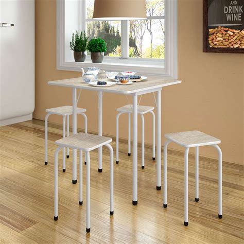 Conjunto de Mesa de Cozinha Dobrável 4 Lugares Asti Branco e Narita